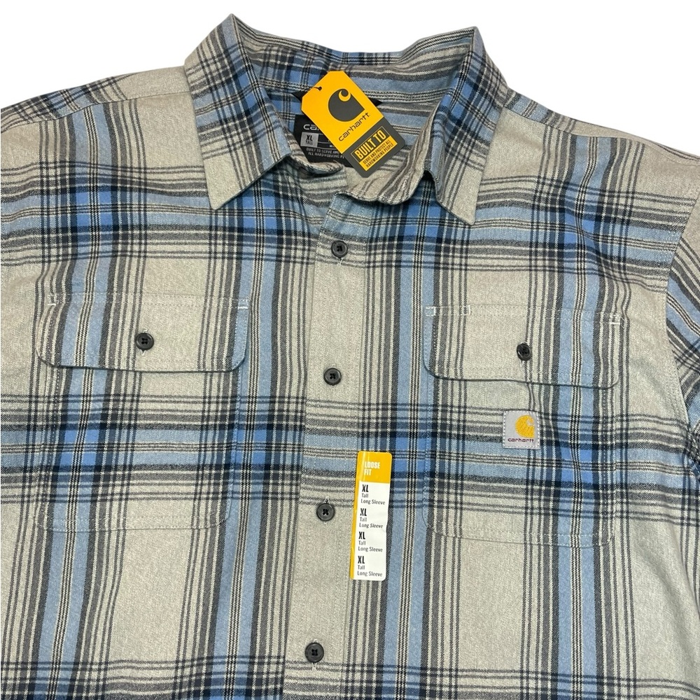 Carhartt Men’s Loose Fit Heavyweight Flannel Long-Sleeve Plaid Shirt - Picture 9 of 16